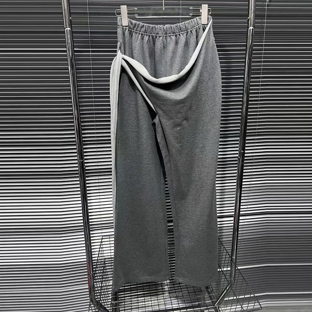 Conjunto casual de duas peças com blocos de cores para mulheres, gola redonda, manga comprida, blusa de cintura alta e calça, conjunto chique, roupa da moda feminina