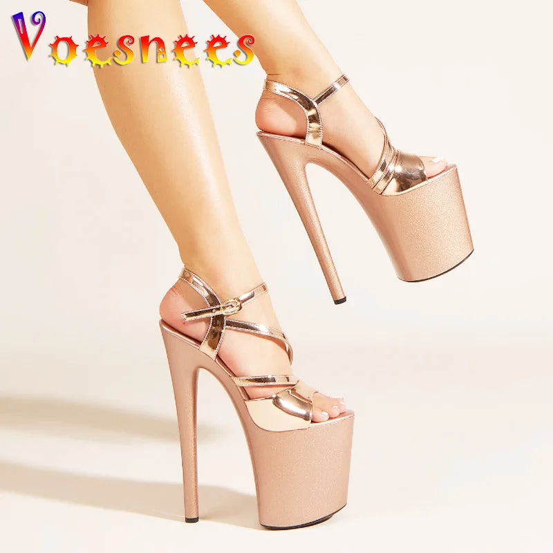 Night Club Sexy 20CM Women Sandals Fashion Pole Dancing Shoes Summer Buckle Strap Plating High Heels 10CM Waterproof Platform