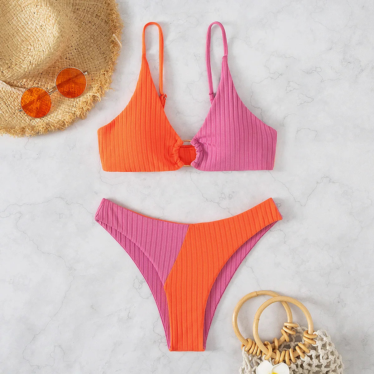 Sexy Bikinis Women's Swimwear Push Up High Waist Swimsuits High Cut Bathing Suits Push Up Beach Bikini Set Female Biquini orange 2025YZ61