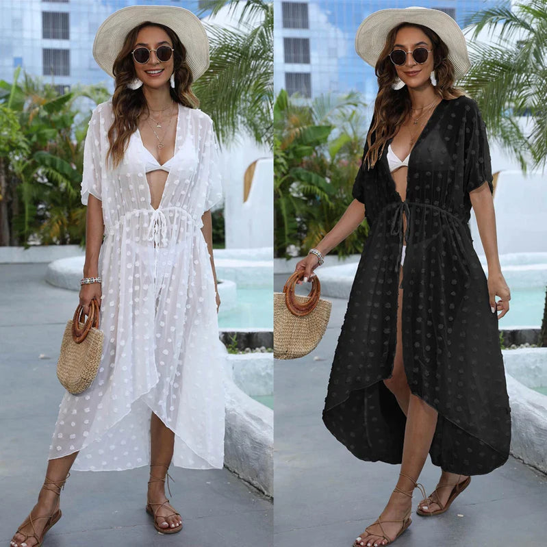 White Beach Dress Woman Black Cover Up for Swimsuit Beach Cover Woman Luxury  Fashion Long Maxi Dress Outing Robe Beachwear