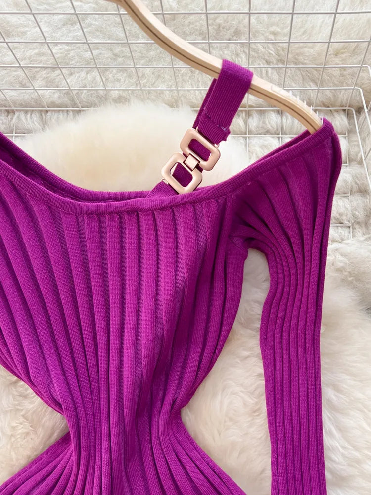 Women Dress Autumn Winter Sexy Package Hips Bodycon Dress Chic Fashion Luxury Knitted Dress Party Vestidos