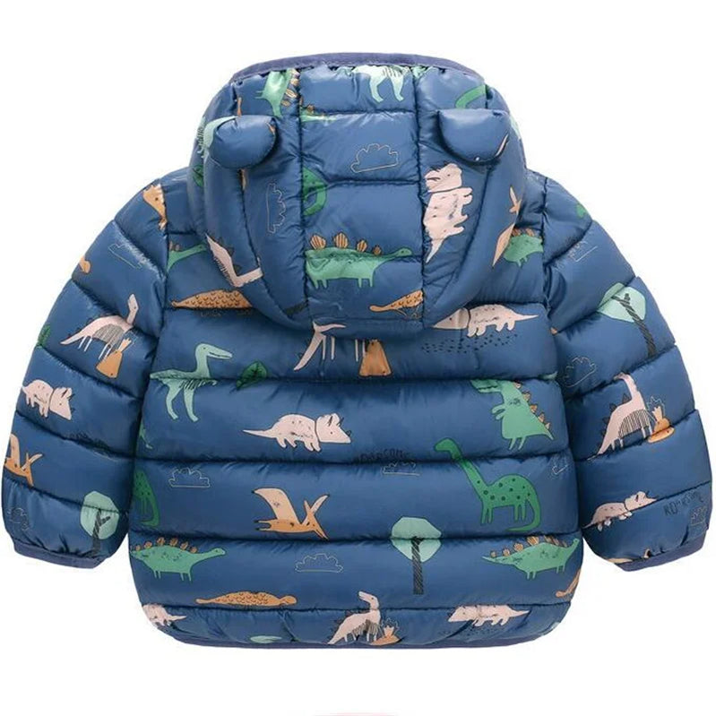 Baby Girls Jackets For Kids Cartoon Bear Zipper Coats Autumn Boys Warm Hooded Down Jackets Children Christmas Outerwear
