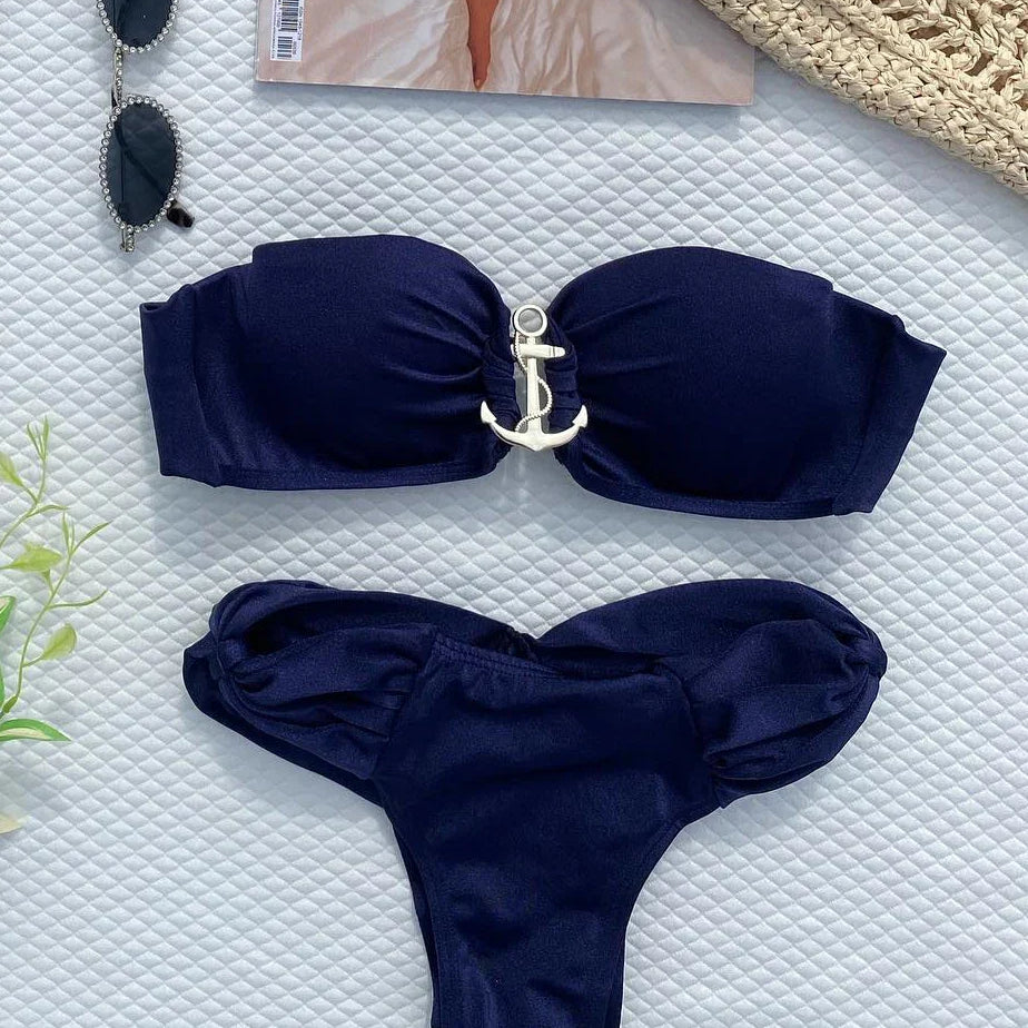 Summer Push Up Bikini Sets Solid Women's Swimsuit Vintage Print Swimwear Vacation Bathing Suit Sexy Summer Outfits Beachwear 23