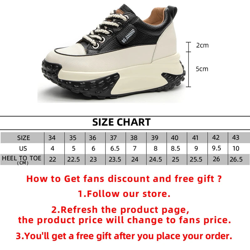 7cm Genuine Leather 2023 Platform Wedge Comfy Breathable Fashion Lace Women Chunky Sneakers Summer Hollow Leisure Female Shoes