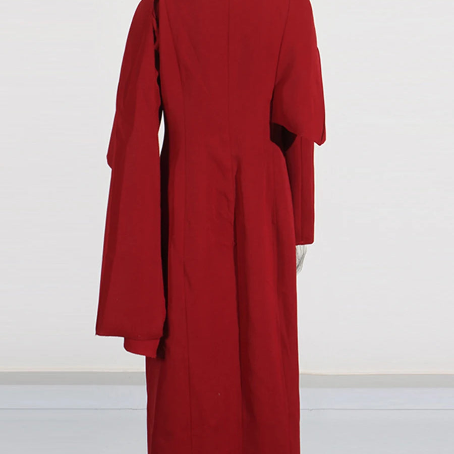 TWOTWINSTYLE Solid Slimming Spliced Button Minimalist Jackets for Women V Neck Long Sleeves Patchwork Cape Jacket Female Fashion