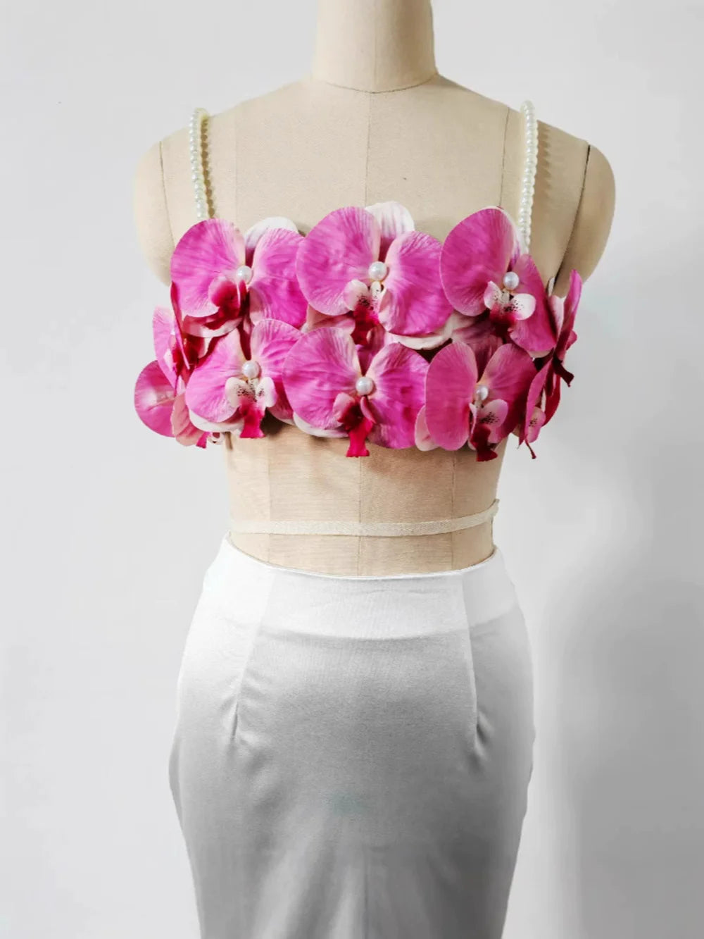 Sexy Pearl Flower Pearl Flower + Long Skirt Set Women Backless Wedding Holiday Party Lady Elegant Outfits 2025 Summer New