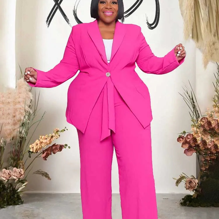 2 Piece Sets Women Outfit Winter Long Sleeve Sexy Pant Suits with Blazers Ladies Chic and Elegant Blazer Set Female Plus Size