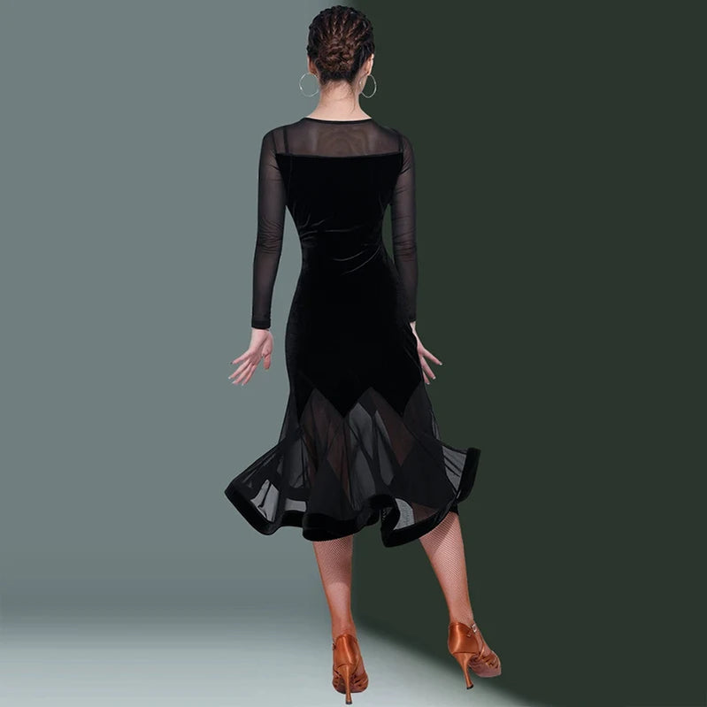 Line Dance Skirt Latin Dance Practice Clothing for Women Spring and Summer Transparent Training Sexy Dress Skirts Wear Suit Use