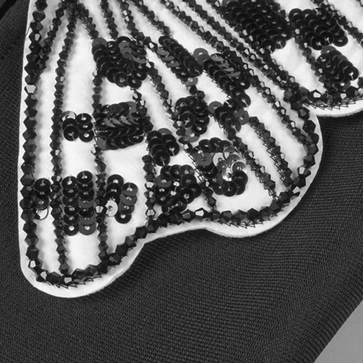 Women Sexy Strapless Backless Butterfly Patchwork Mini A Line Celebrity Bandage Dress 2025 Elegant Evening Club Party Outfit