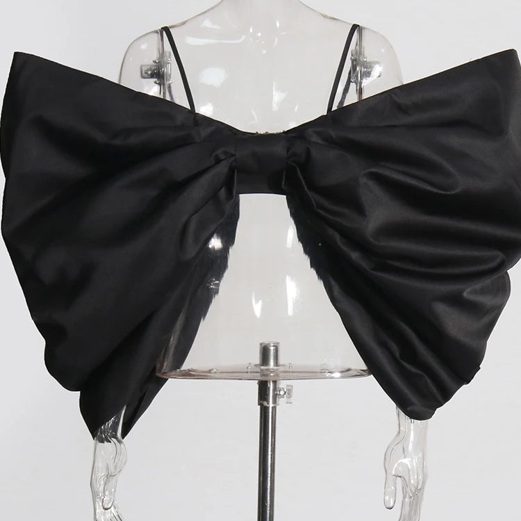 TWOTWINSTYLE Solid Sexy Slimming Bowknot Tank Tops For Women Square Collar Sleeveless Backless Designer Camisole Vest Female New