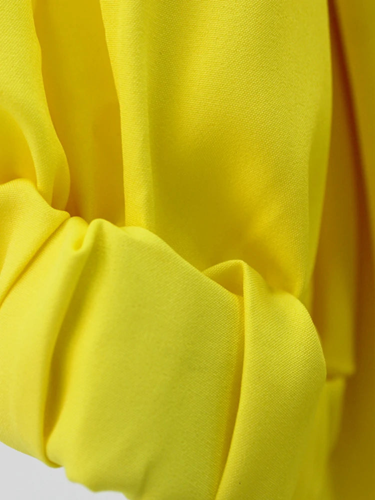 5XL Elegant Women White Yellow Dress Fashion Casual Solid Lantern Long Sleeve African Dress Office Ball Gown Vestidos Plus Size