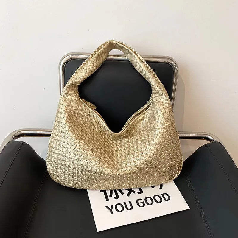 Woven Bag French High-end Women's Atmospheric Versatile One Shoulder Underarm Bag Niche Texture Portable Commuting Bag 10