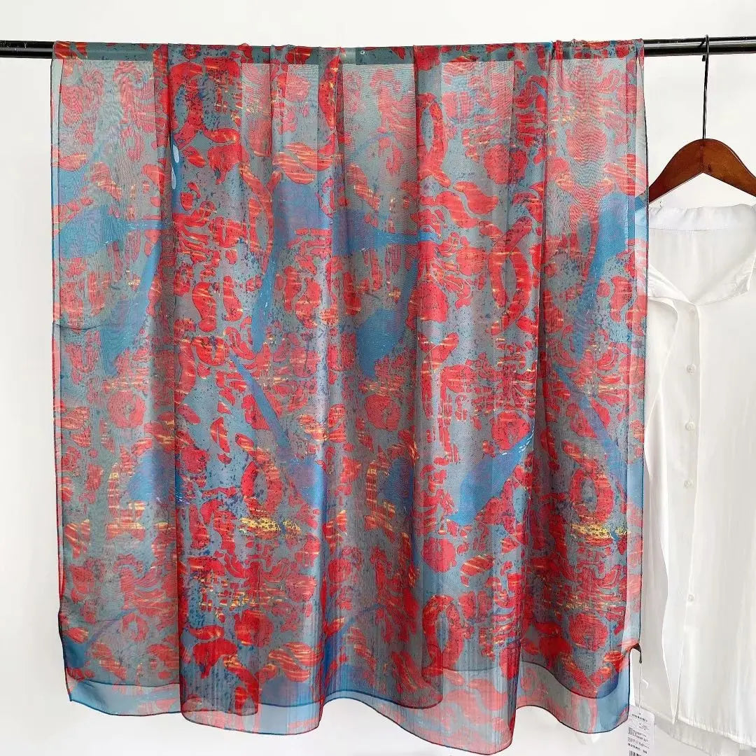 Print Silk Scarf Hijab Women Spring Deisgn Soft Beach Stoles Elegant Head Scarves Echarpe Shawl Satin Large Wrap Echarpe Bandana see chart 34