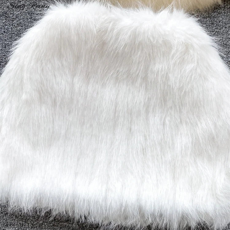 SINGREINY American Hotsweet Sexy Two Pieces Sets Women Strapless Short Tank Top+Bodycon Mini Skirt Fashion Solid Feather Suits