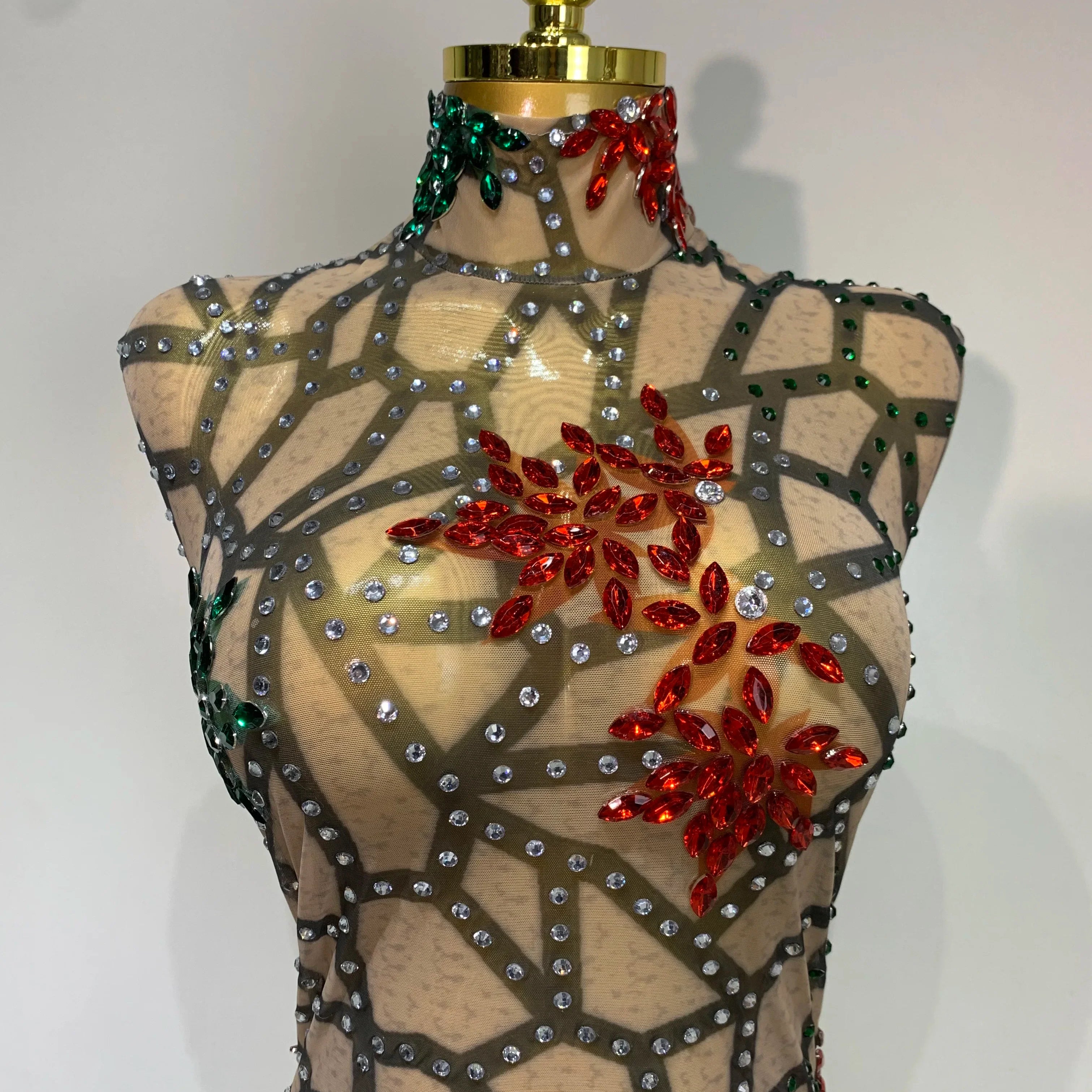 Women Sexy Mesh See Through Sparkly Rhinestone Long Maxi Dress Luxury Birthday Evening Party Prom Gowns Singer Stage Costume
