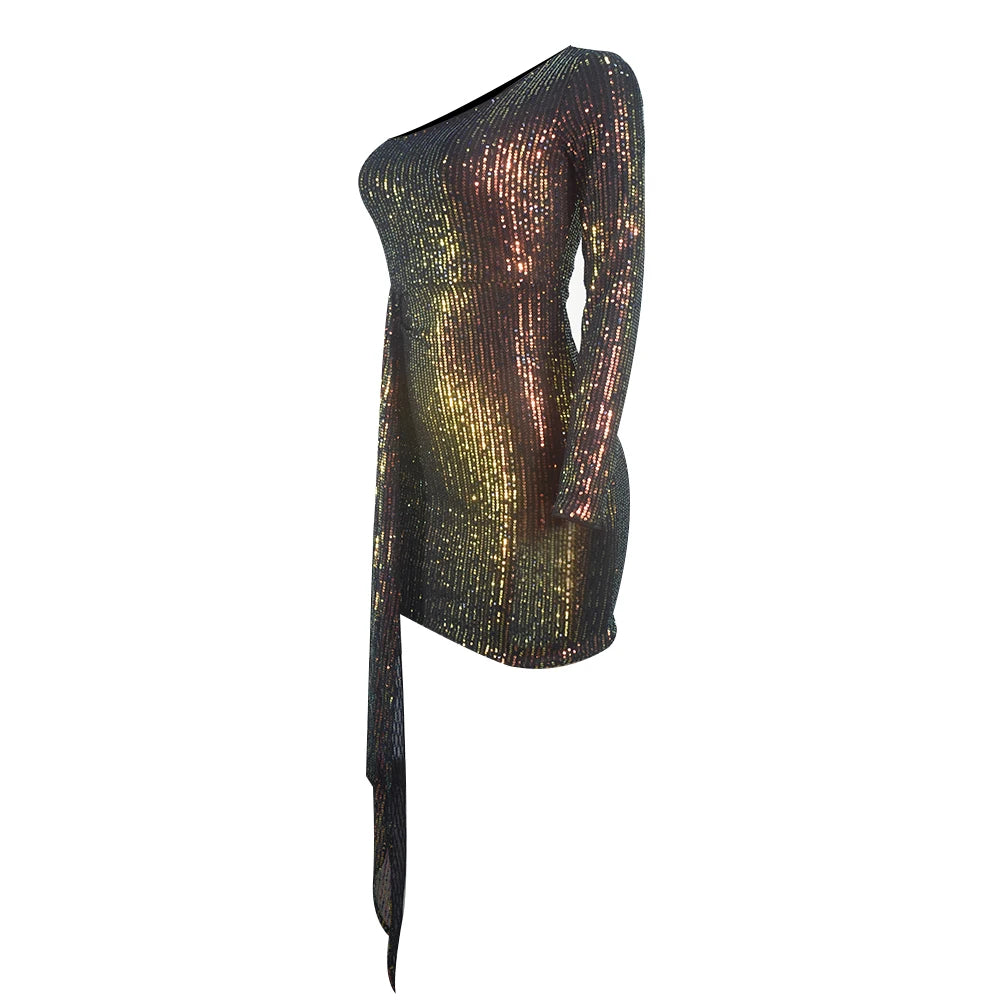 Evening Lace Up Dress Colorful and Elegant Party Dress Women's Sexy One Shoulder Birthday Club Clothing Summer