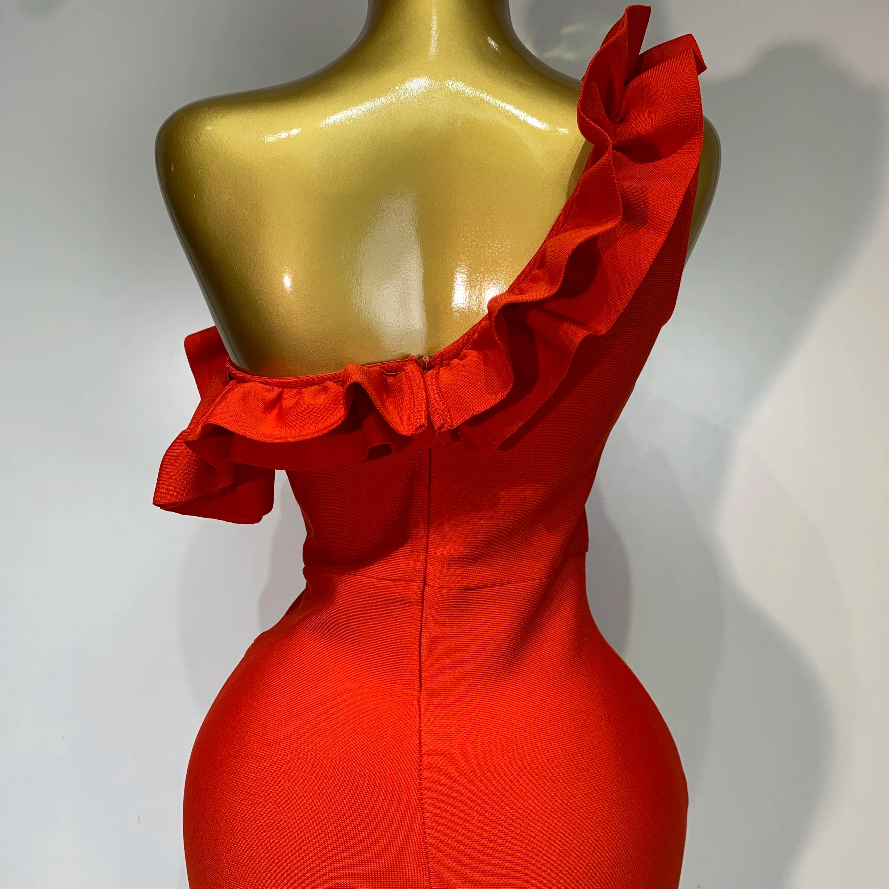 Women Sexy Off Shoulder Ruffles Midi Bodycon Bandage Dress 2025 Knitted Celebrity Elegant Evening Luxury Club Party Dresses