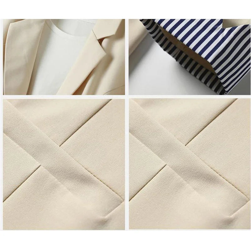 Women Solid Blazers Coat Fashion Slim Suits Female Casual Three-Quarter Sleeve Chic Tops Thin Office Lady Blazer Spring Summer