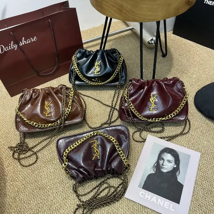 Fashionable And Trendy Women's Crossbody Bag, Classic PU Leather, Women's Shoulder Bag, Simple Chain Strap, Square Wallet