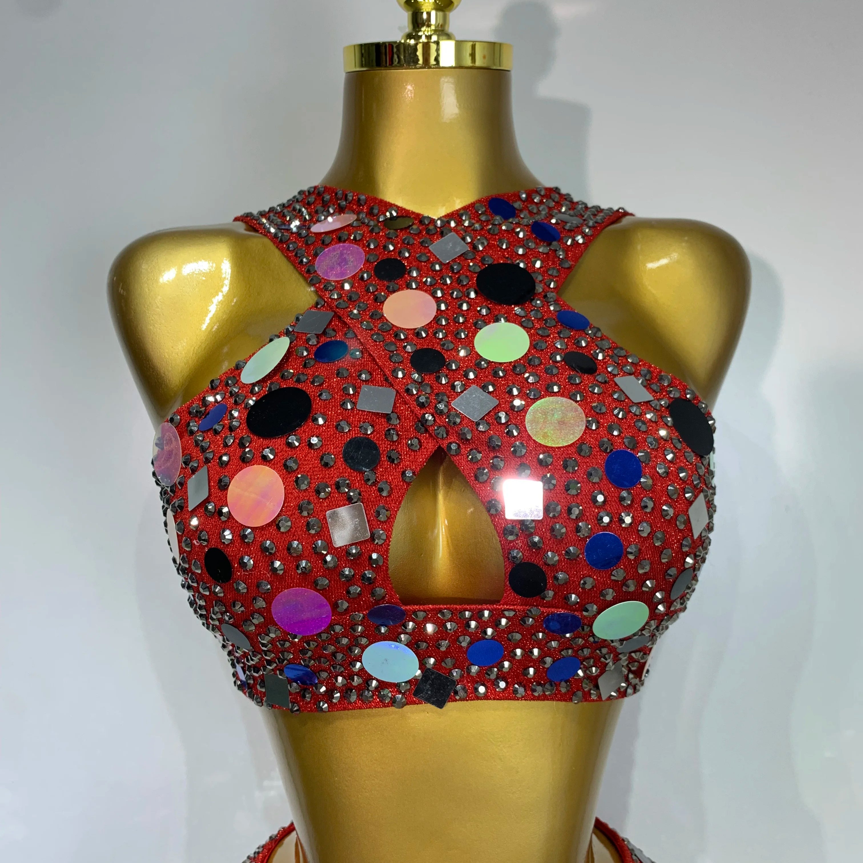 High Quality Luxury Rhinestone Sequin Sexy Two Piece Set 2025 New Fashion Nightclub Sparkly Perform Stage Costume Birthday Dress