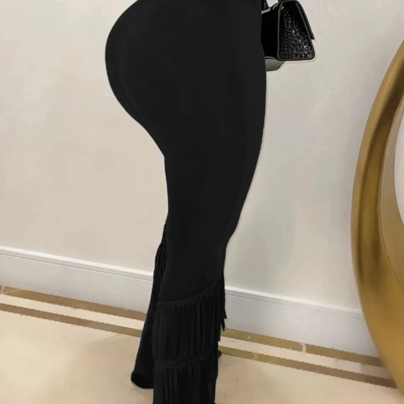 Plus Size pants High Waist Tassel Design Flared Pants Women's casual trousers Y2K slim pants High Waist Long skinny pants