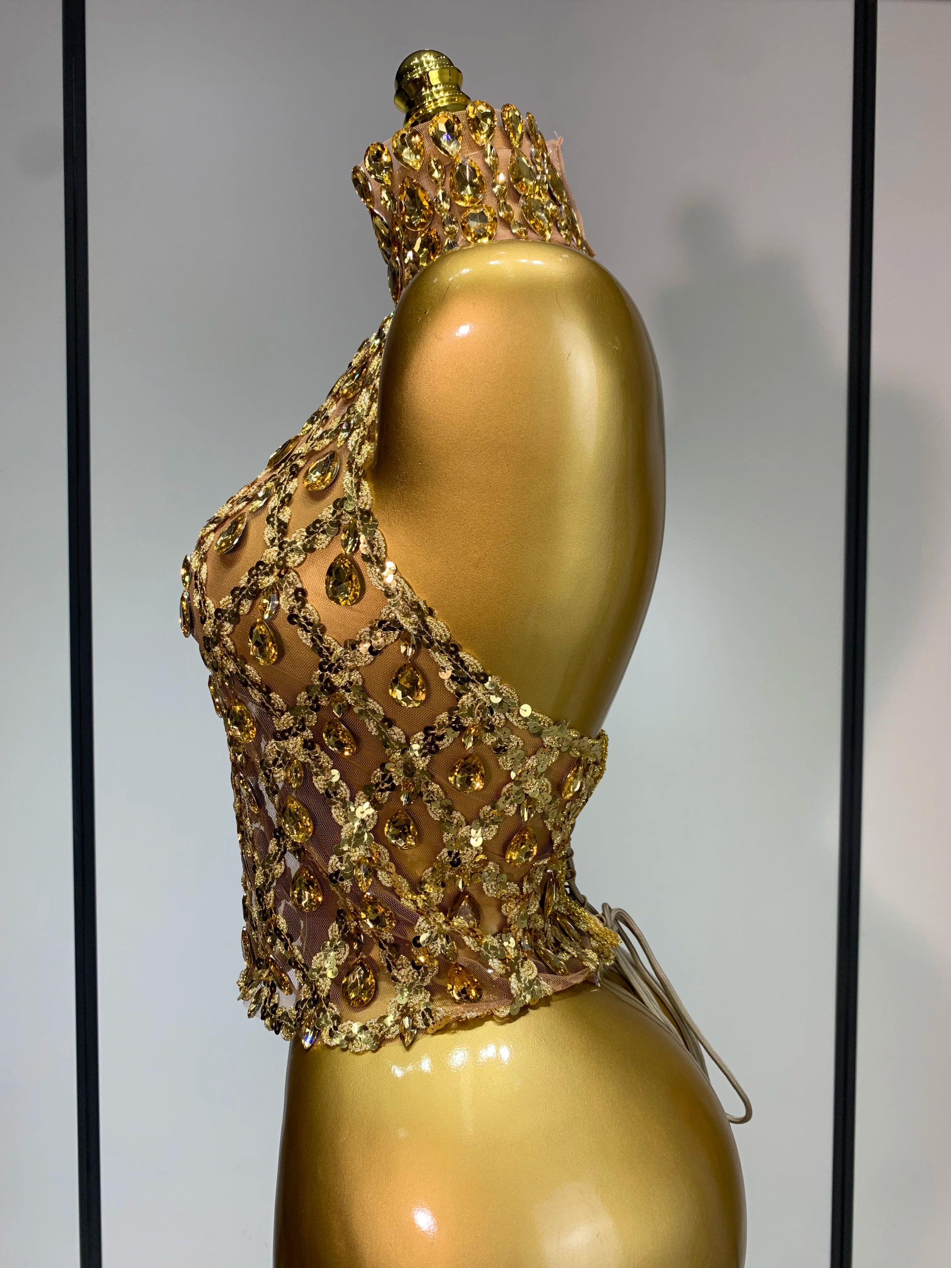 Shining Rhinestones Sexy Transparent Mesh Top Women Evening Party Celebrate Fashion Show Singer Dancer Nightclub Stage Costume