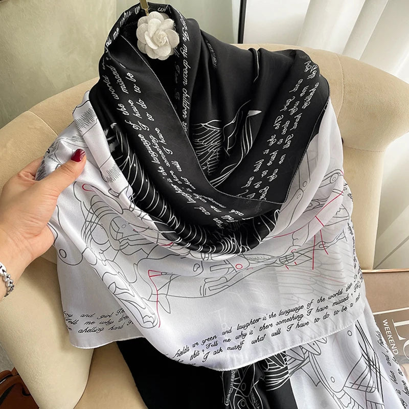 180*90cm Luxury Brand Spring Summer Autumn Women Clothing New Fashion Color matching printed silk scarf lady popular turba 8 180cmx90cm
