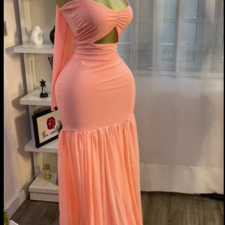 CM.YAYA Women Sleeveless Strap Ruched V-neck Pleated Side Split A-line Midi Maxi Long Dress 2025 Birthday Sexy Party Dresses