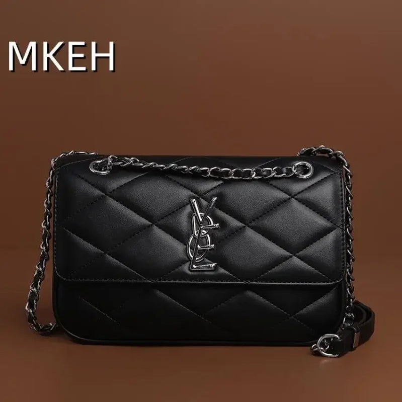 2025 New Women's Genuine Leather Quilted Chain Crossbody Bag, Vintage Shoulder Sling for Daily, Chic & Versatile