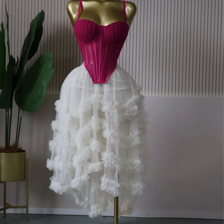 CM.YAYA Women's Dress Set Tunic Irregular Crop Top and Irregular Ball Gown Maxi Long Skirt Suit 2025 Two 2 Piece Set Outfits