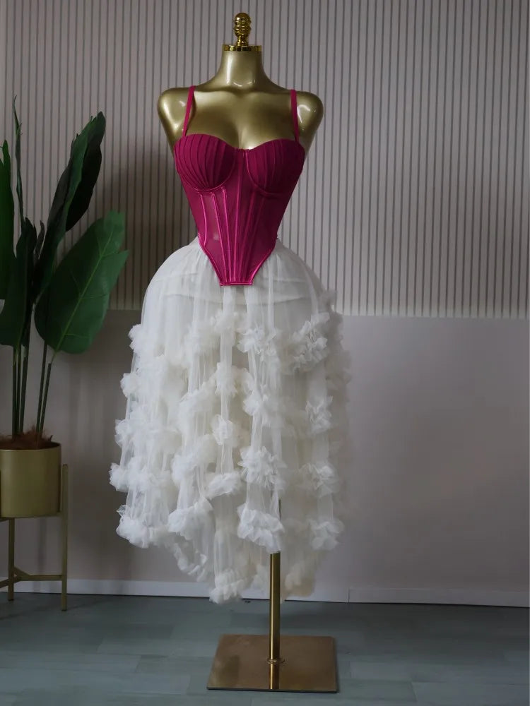 CM.YAYA Women's Dress Set Tunic Irregular Crop Top and Irregular Ball Gown Maxi Long Skirt Suit 2025 Two 2 Piece Set Outfits