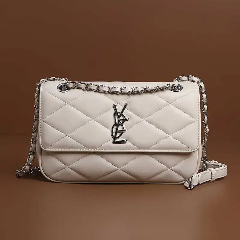 2025 New Women's Genuine Leather Quilted Chain Crossbody Bag, Vintage Shoulder Sling for Daily, Chic & Versatile