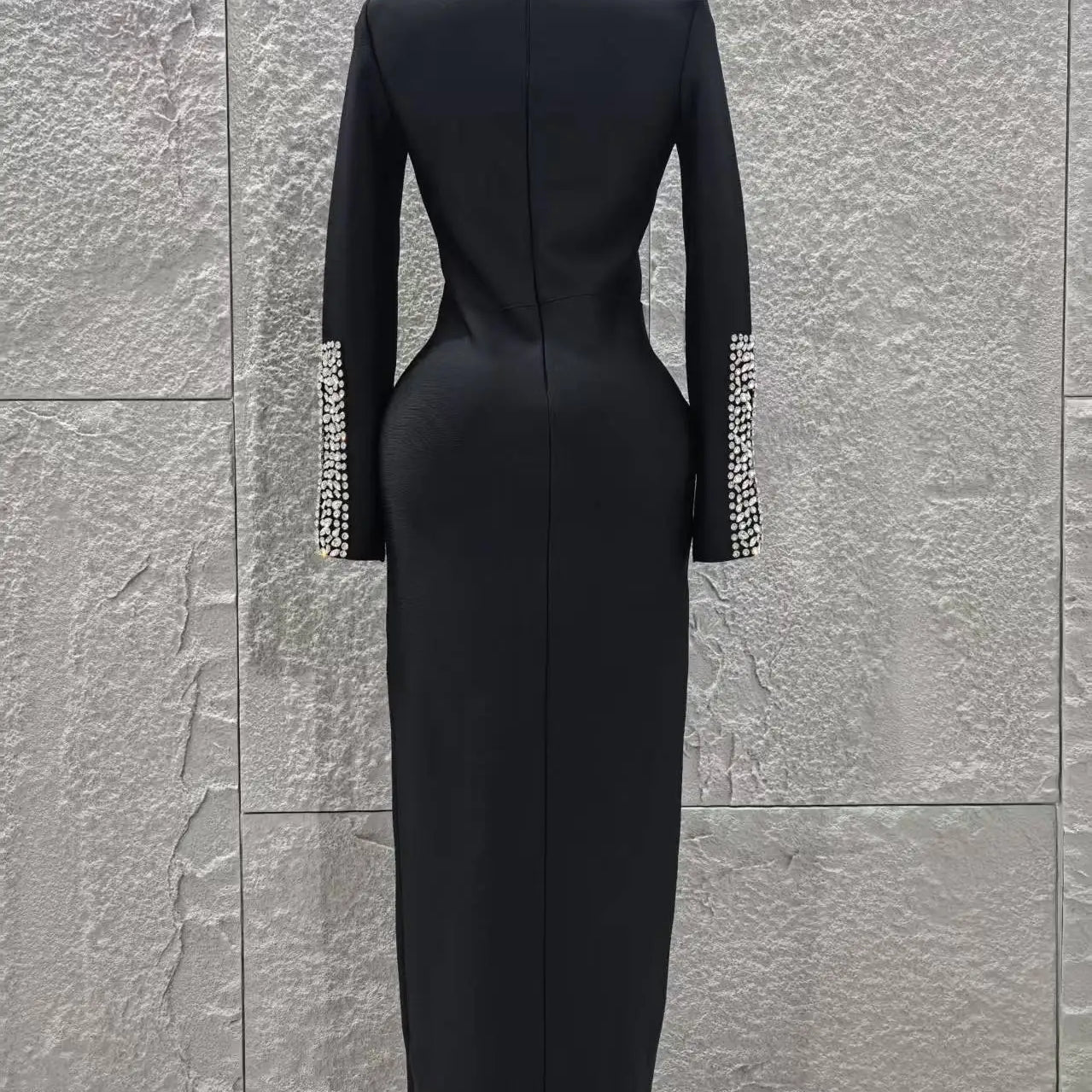 Women Long Sleeve Sparkly Crystal Bodycon Long Bandage Dress Elegant Evening Party Cocktail Fashion Outfit