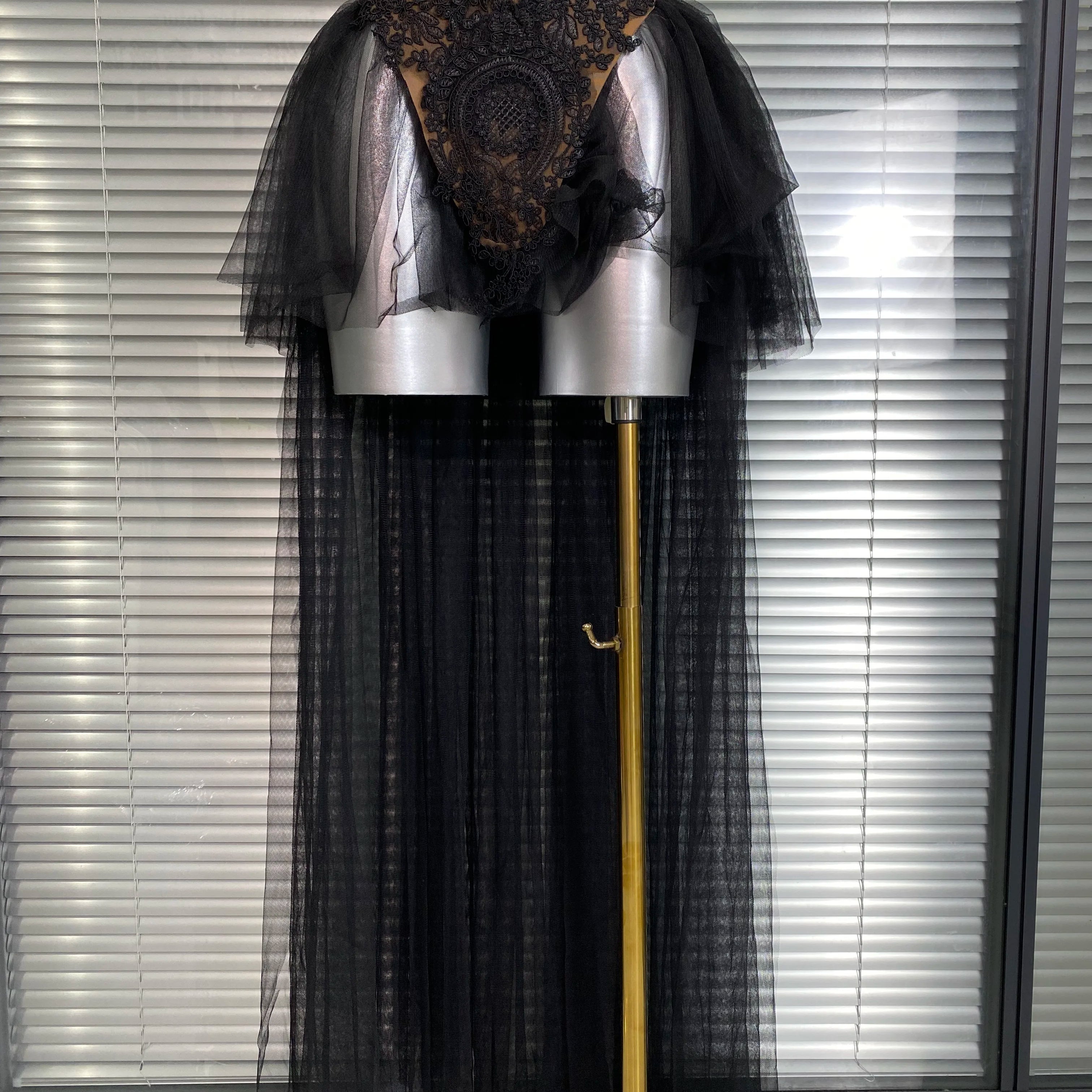 Summer New 2025 INS Sexy Two Pieces Set Women Celebrity Adjustable Laced Black Skirt Suits Stage Costume