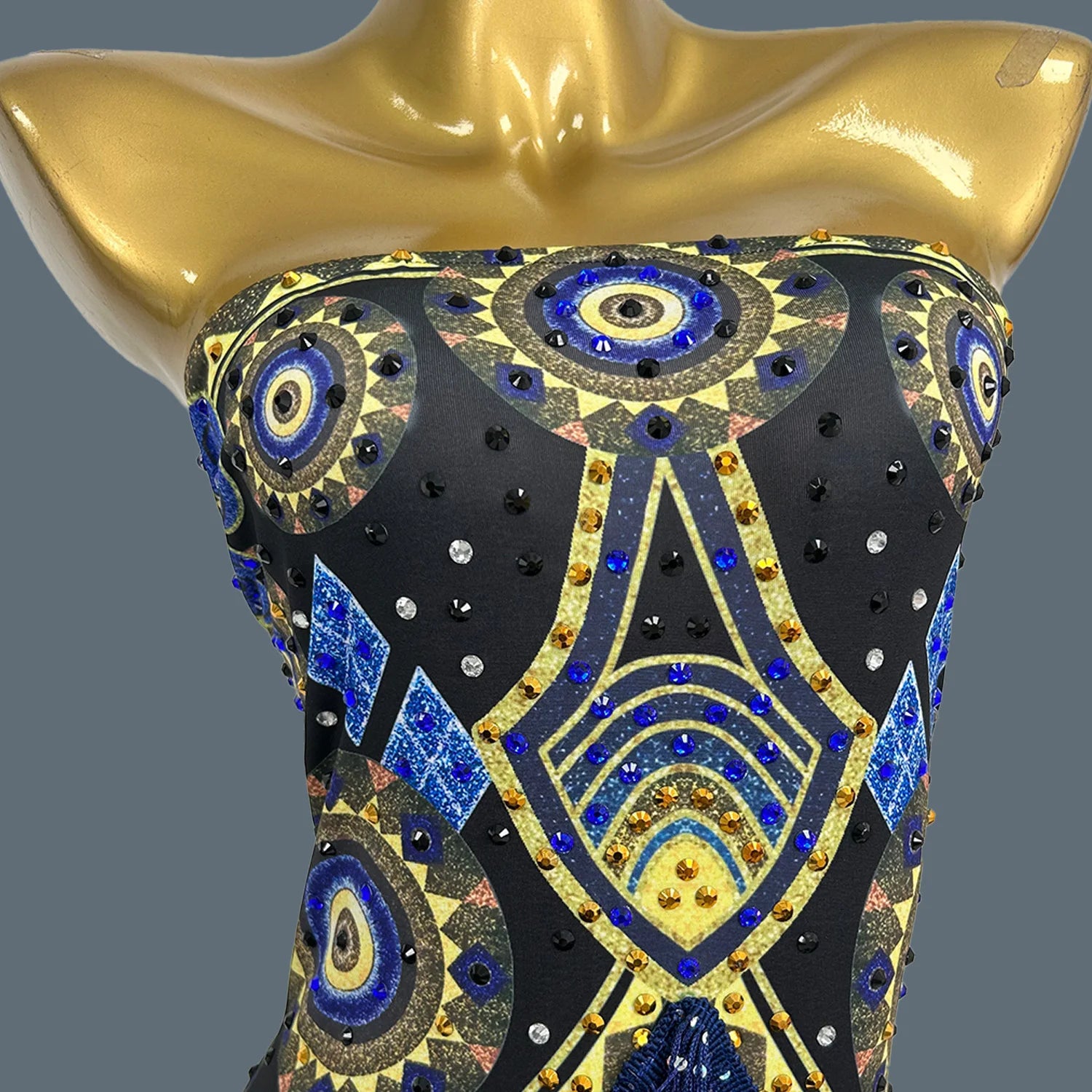 Spandex Bodycon Evening Gown Printing Tassel Long Dress Birthday Celebrate Party Queen Outfit Festival Event Couture Chengbao