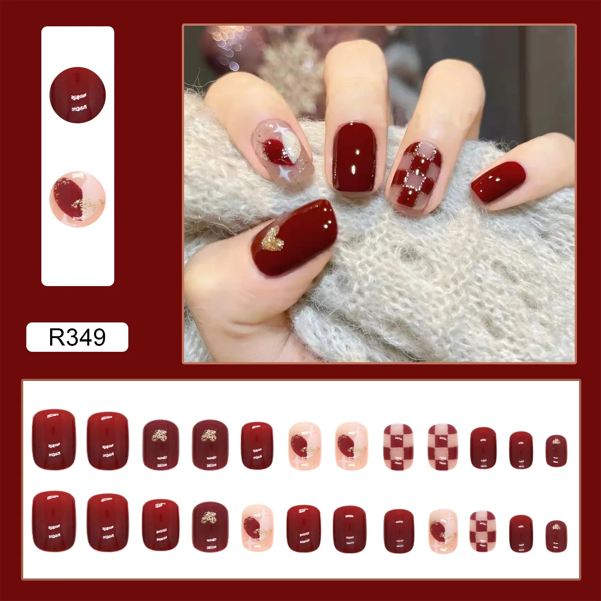 24Pcs/set French Gold Border Nail Elegant&Trendy Wearable Nails for Women Girl New Edition Removable Nail