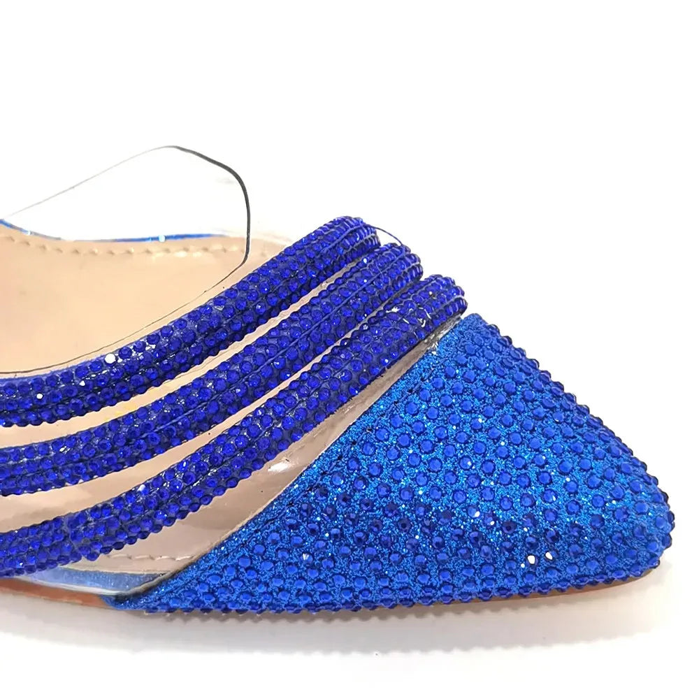 Italian Shoes Women Luxury Rhinestone Crystal Pumps Fashion Slippers Sandals Party High Heels Wedding Shoes Bride
