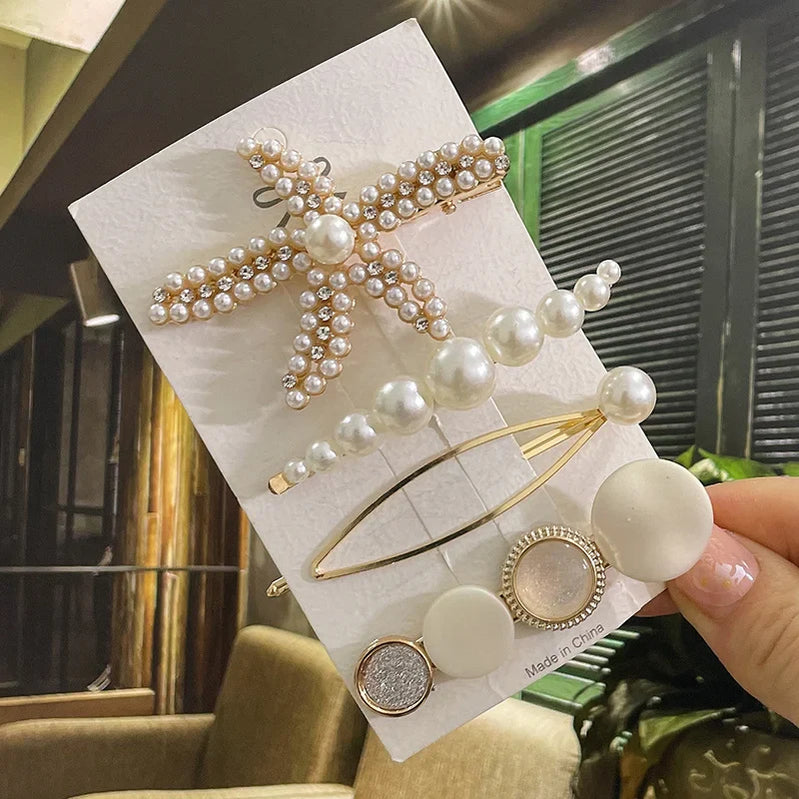 Simulated Pearl Hair Clips For Women Korean Women Hairpins Girl Geometric Hair Barrettes Fashion Hairgrip Hair Accessories Set 23