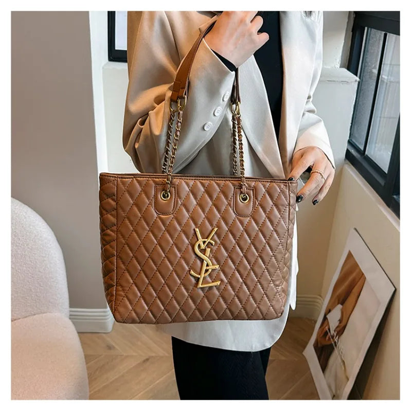 Women's Luxury Leather Shoulder Classic Tote Bag Elegant Designer Crossbody Fashion Handbag For Modern Outfit