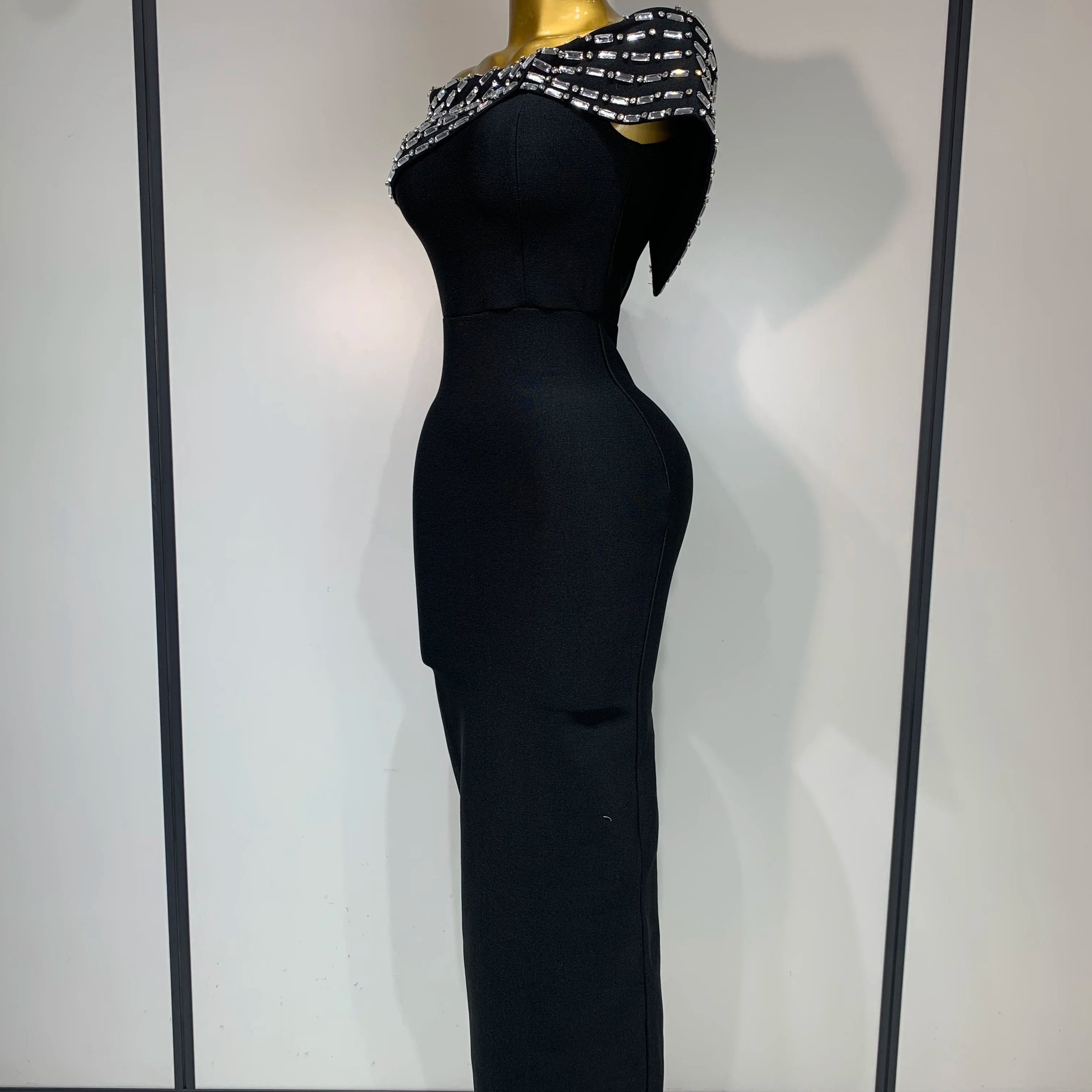 Fashion Sexy Strapless 2025 Black Off-shoulder Bodycon Bandade Dress Celebrity Cocktail Party  Luxury Birthday Wedding Dresses