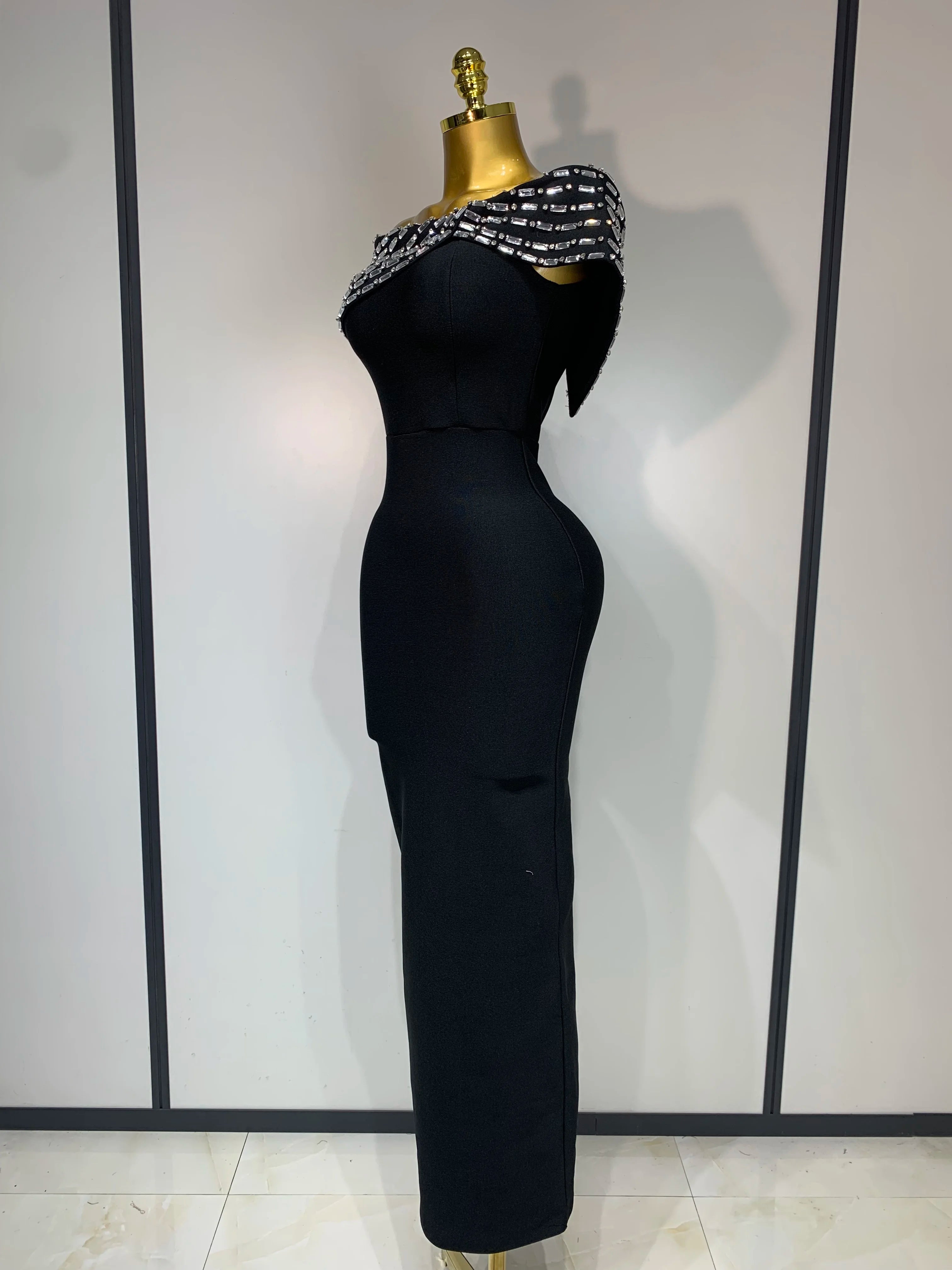 Fashion Sexy Strapless 2025 Black Off-shoulder Bodycon Bandade Dress Celebrity Cocktail Party  Luxury Birthday Wedding Dresses
