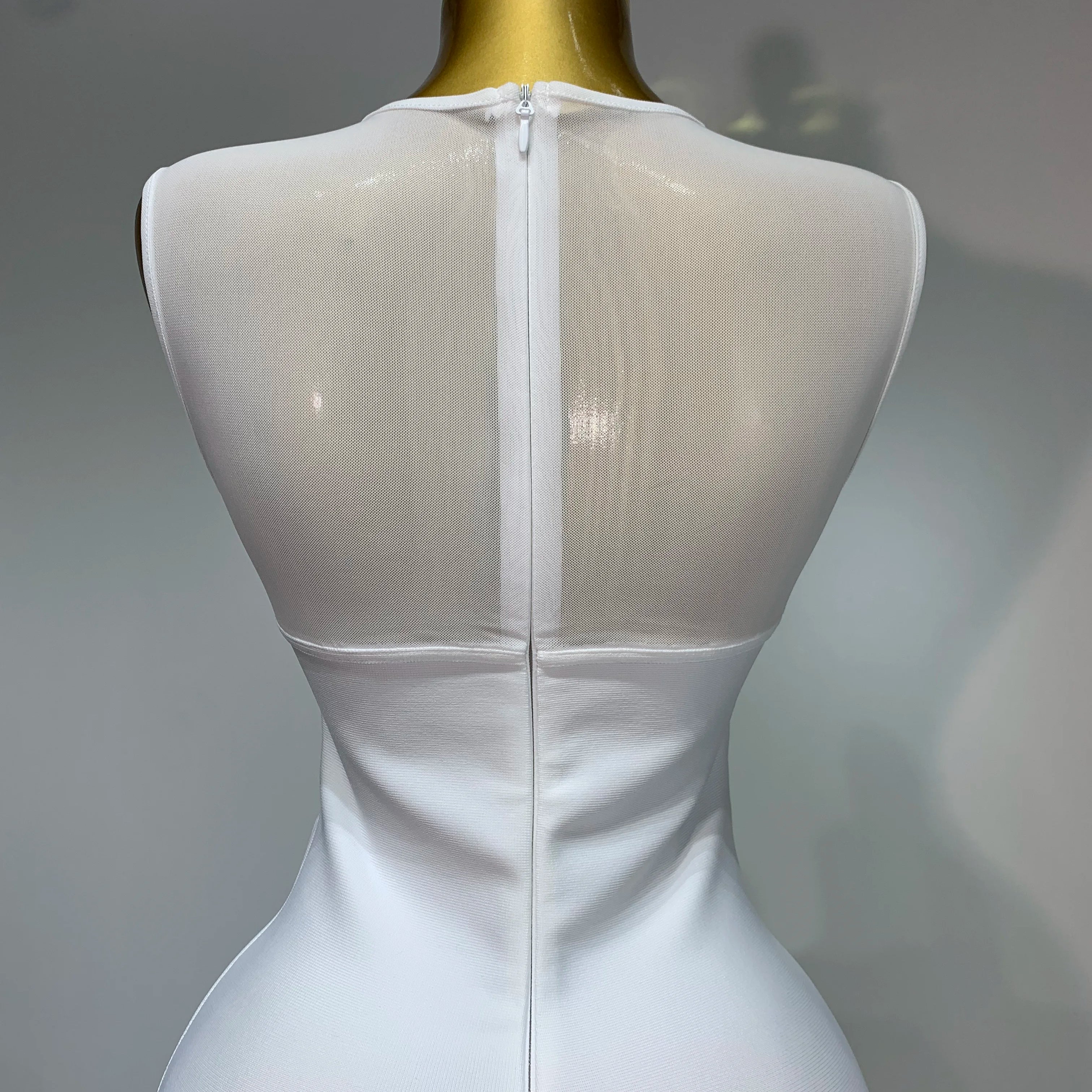 High Quality Sexy O Neck Mesh Bodycon Bandage Dress Evening Party Gown 2025 Celebrity Elegant Luxury Birthday Club Dresses