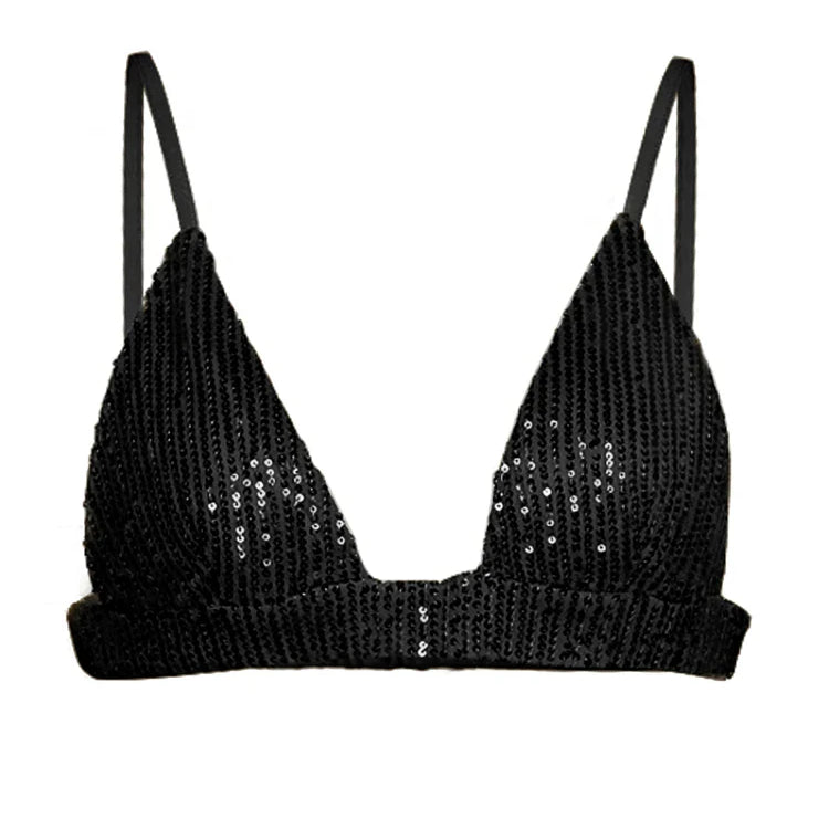 Tossy Sparkly Two-piece Set Party Outfits For Womens Sequin Top Blouse Shirt And Pants Suit Female Luxury Evening Tracksuit New Black Bra