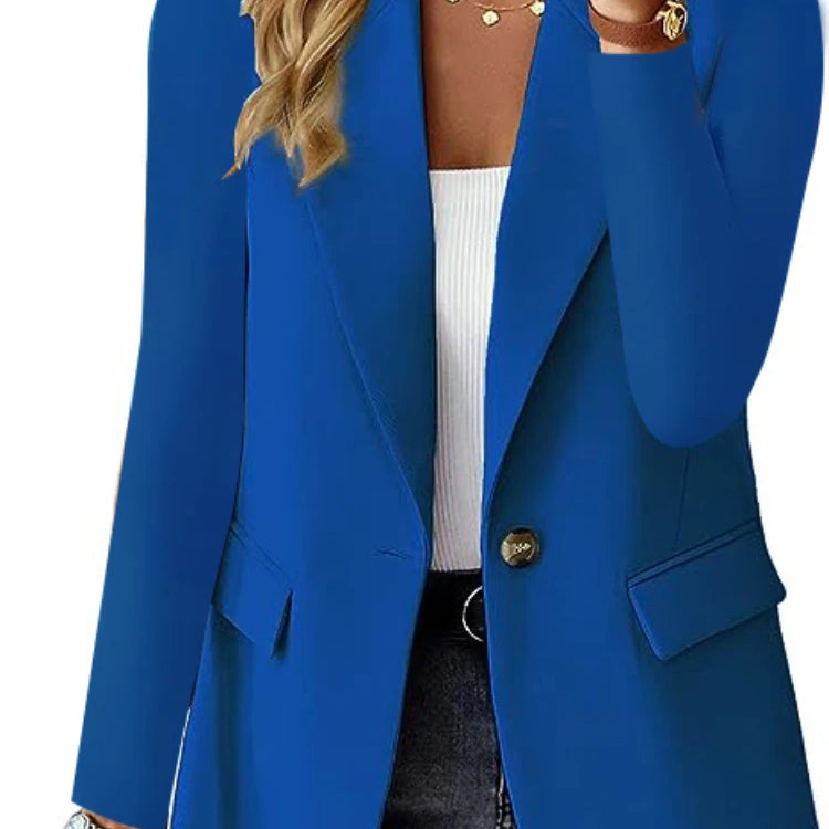 Blazer Woman Clothing Korean Style Outerwear Long Sleeved Top Solid Color Cardigan Autumn Winter Office Lady Jacket Elegant Coat