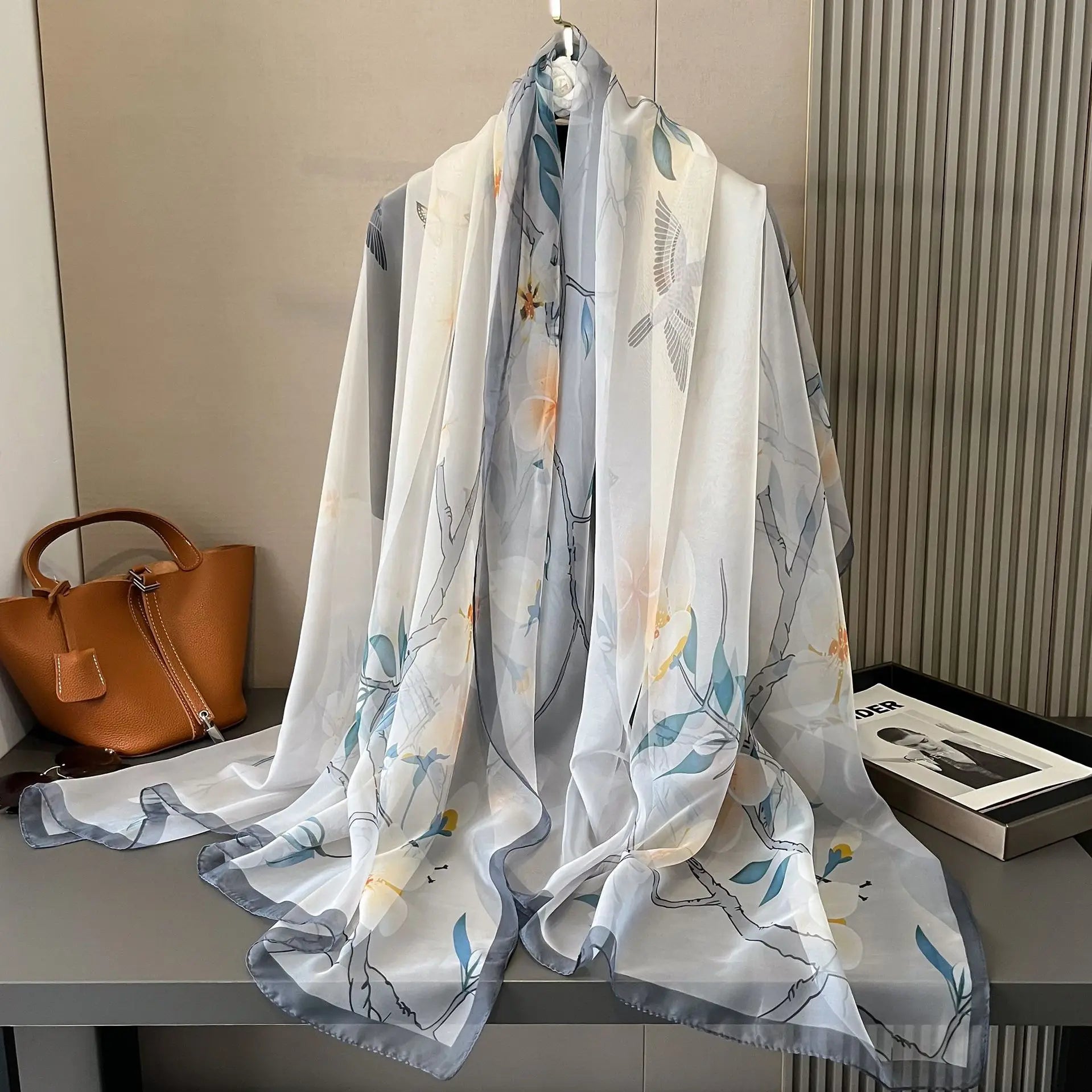 Silk Scarf Foulard Female Headbanda Luxury Hijab Women Soft Warm Pashmina Beach Scarves Echarpe Shawl Large Wrap Echarpe Bandana see chart 53