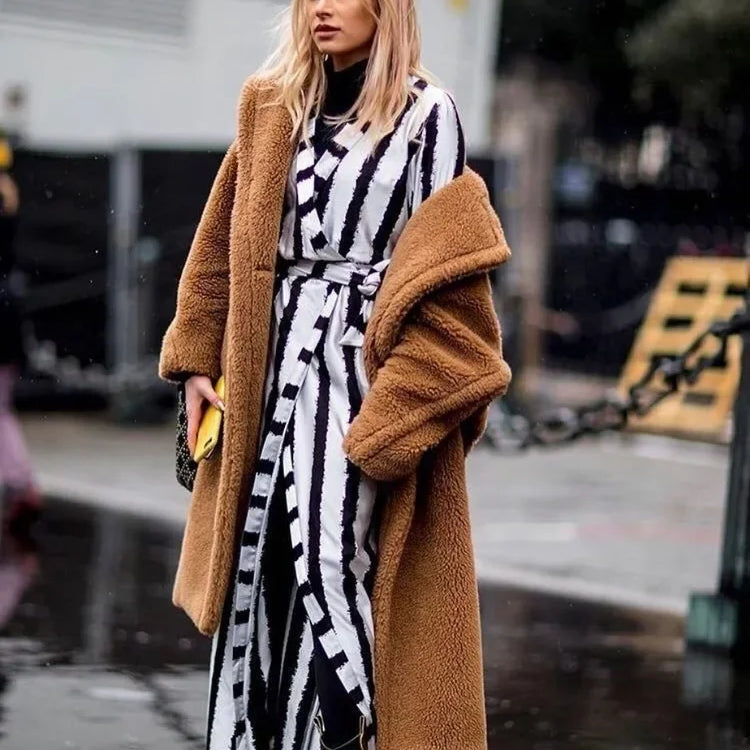Teddy Bear Coat Lamb Fur Women's Clothing New Warm Thickened Plush Plush Medium-length Environmentally Friendly Coat Chic