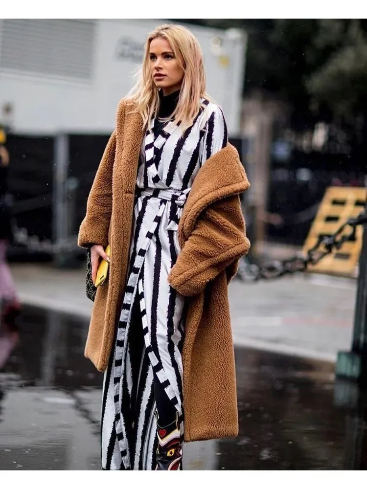 Teddy Bear Coat Lamb Fur Women's Clothing New Warm Thickened Plush Plush Medium-length Environmentally Friendly Coat Chic