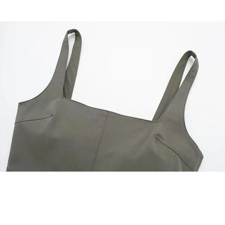 HH TRAF Summer Woman Fashion Asymmetrical Tank Tops Casual Square Neck Slim Fit Sexy Backless Tops Female Chic Pleated Top