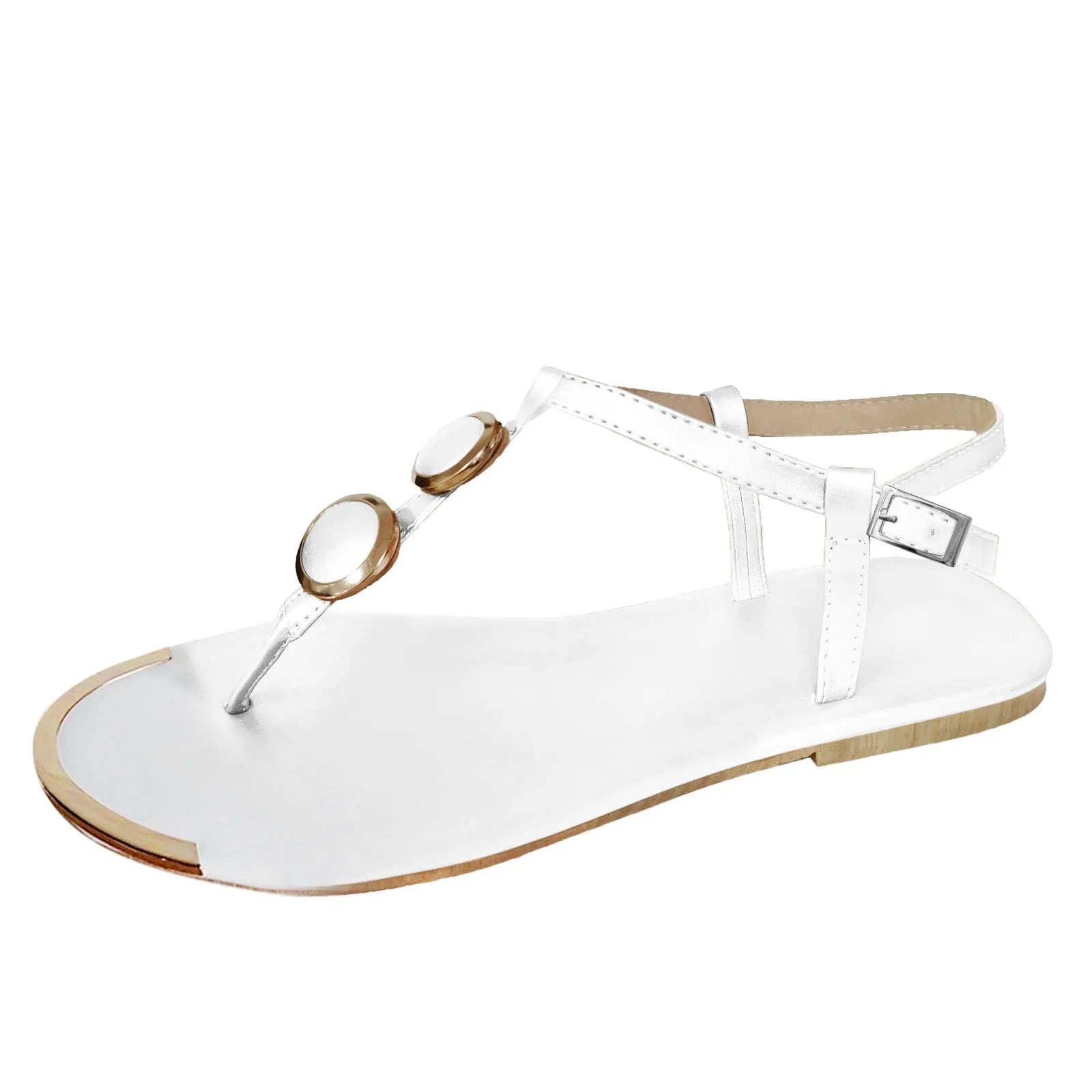 Gold Chain Sandals Buckle Flip Flops Flat With Casual Roman 2024 Summer Open Toe sandals Small Heel Daily Sandalies for Women