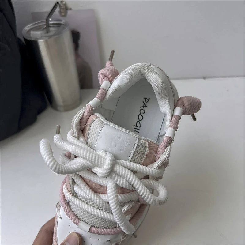 Women's Sneakers Vulcanized Shoes Winter Fashion Protective Platform Shoes Non-slip Rope Decoration Comfortable Women's Shoes